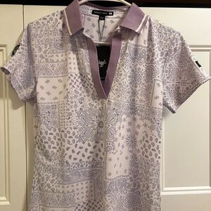 NEW! Waggle Womens Purple Paisley Polo Shirt